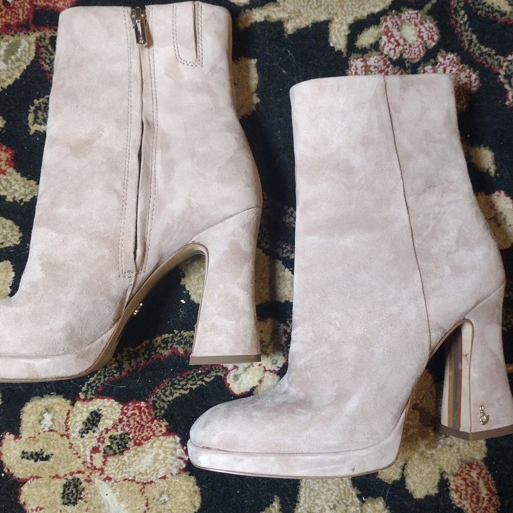 Sam Edelman " Jaye " Beige Suede‎ Leather Boots Women's Size US 8 M EU 38